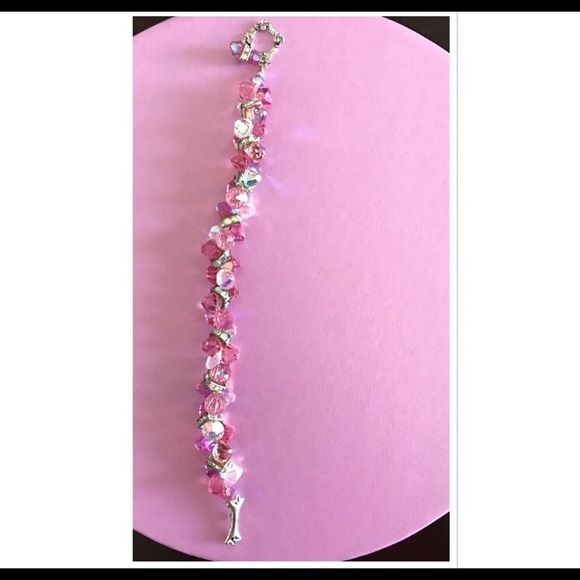 Pink and Clear crystal beaded bracelet - Picture 4 of 4